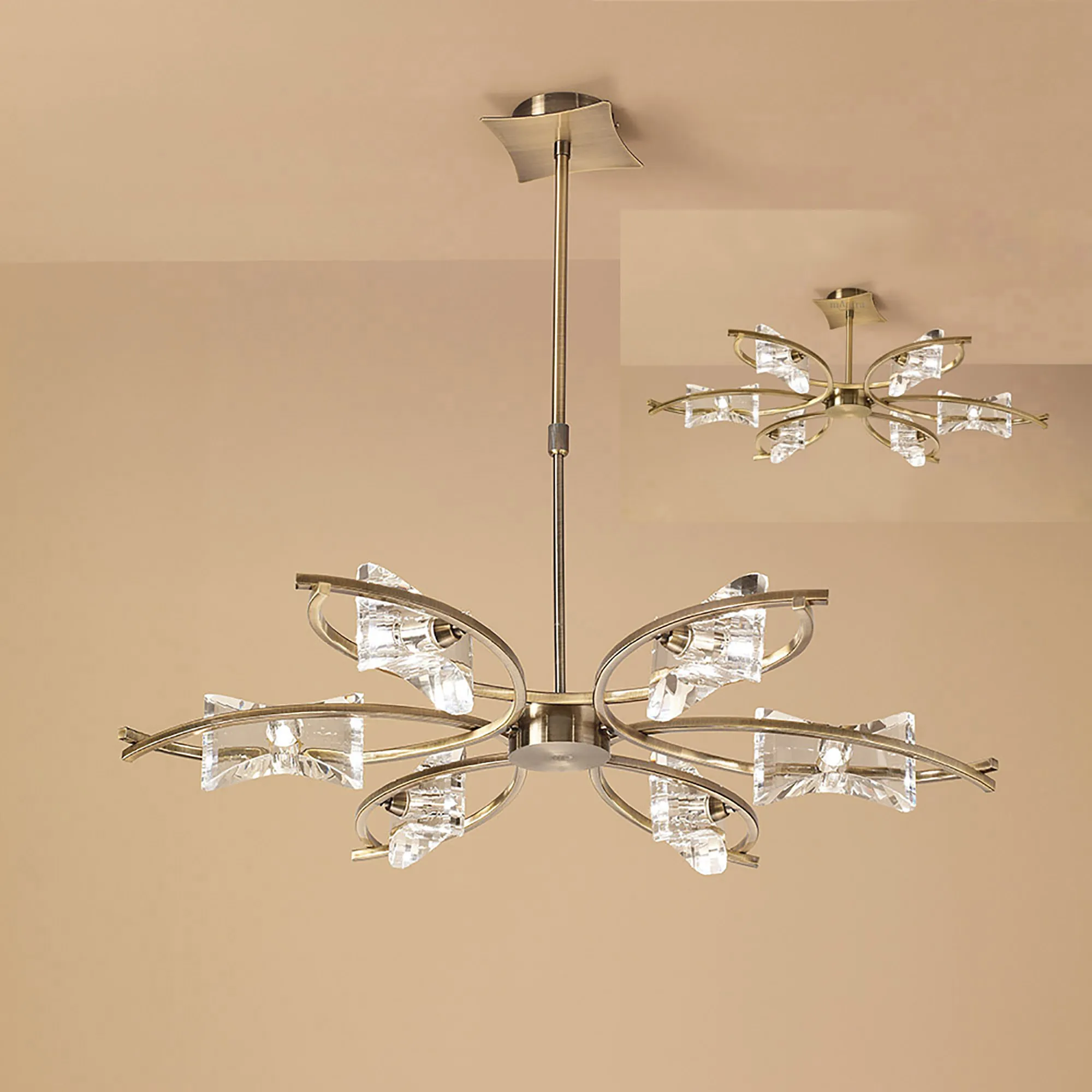 Kromo Antique Brass Ceiling Lights Mantra Multi Arm Fittings Kromo Antique Brass Ceiling Lights Mantra Multi Arm Fittings